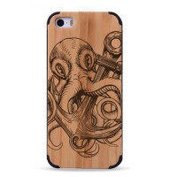 ДЕРЕВЯННЫЙ ЧЕХОЛ ДЛЯ IPHONE 5/5S ОСЬМИНОГ, octopus_5, Woodoo Case - Купить в интернет-магазине Darilka.com.ua